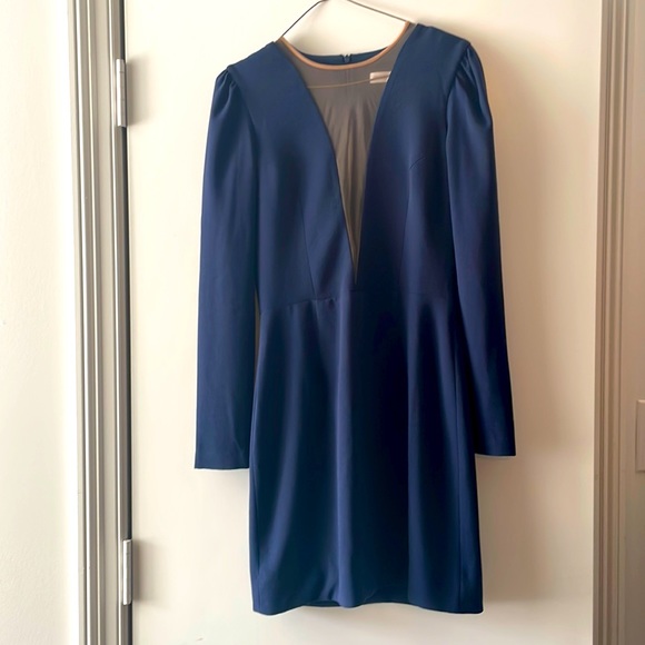 Dress the Population, midnight blue, long sleeve mini dress - Picture 1 of 3